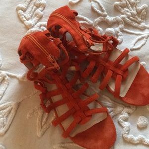 Sacha London orange suede sandals sz 9B